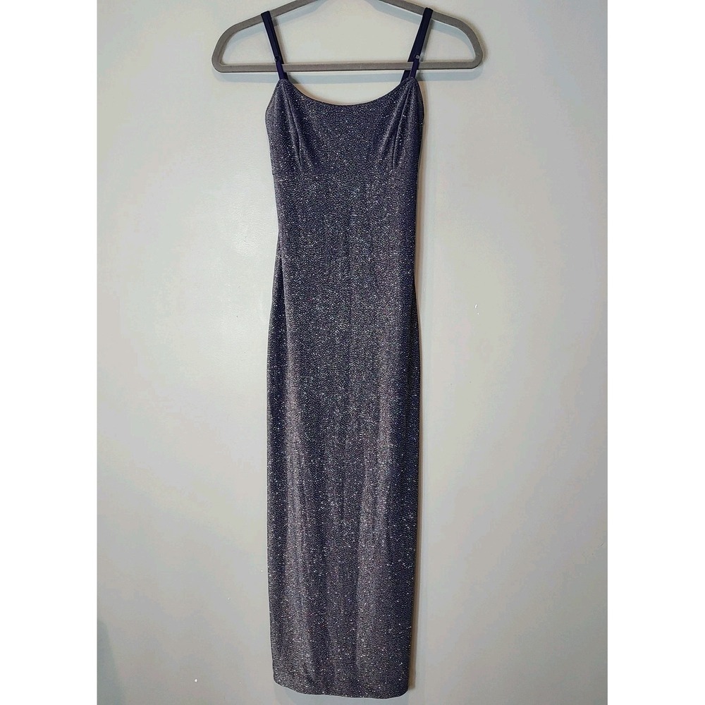 Vintage Y2K Maxi Dress Women Sz 4 Hoco 90s Whimsigoth Fairy Sparkle Midnight